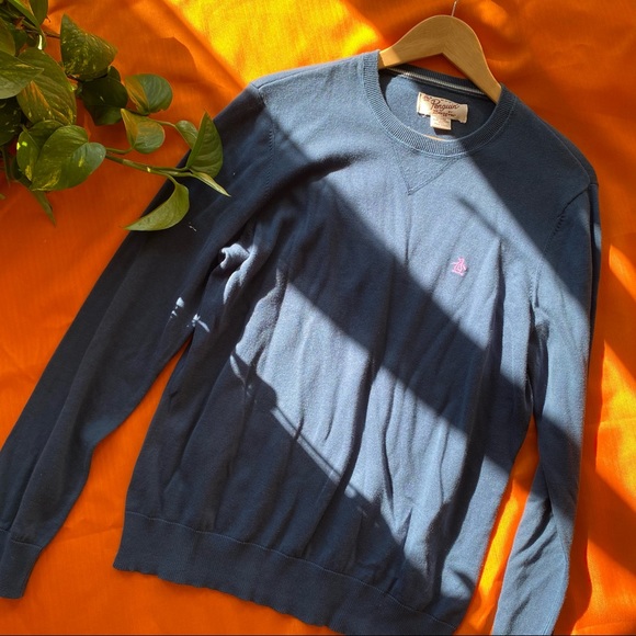 Navy Crew Neck Lightweight Sweater with Penguin Logo - Picture 7 of 7